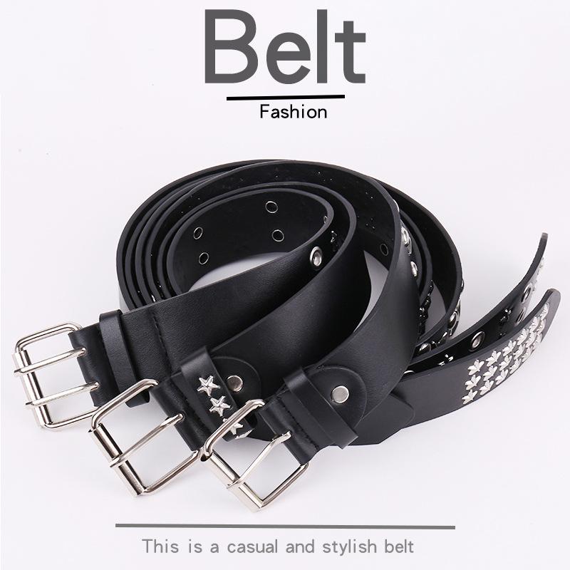 New Y2k Star Punk Rivet Heavy-duty Vintage Casual Fashion Belt - Unisex Dark Leather Belt