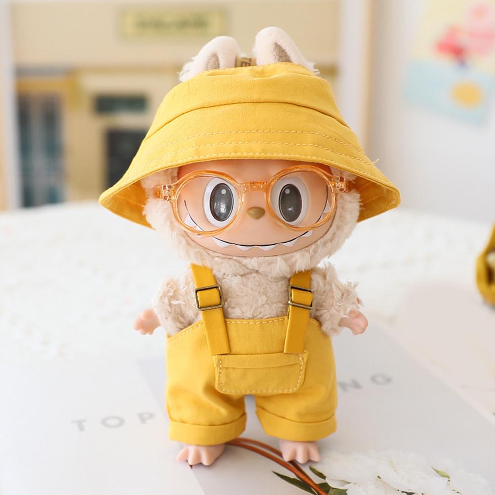 For 17cm Doll Clothes Fashion Bucket Hat Overalls Doll Clothes Color Match Hoodies Dolls Accessories Cute Decoration Little Clothes