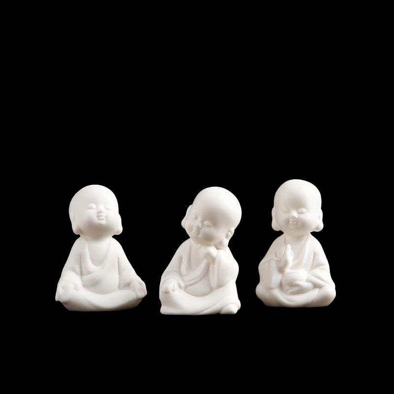 Handmade Zen Little Monk White Porcelain Tea Pet
