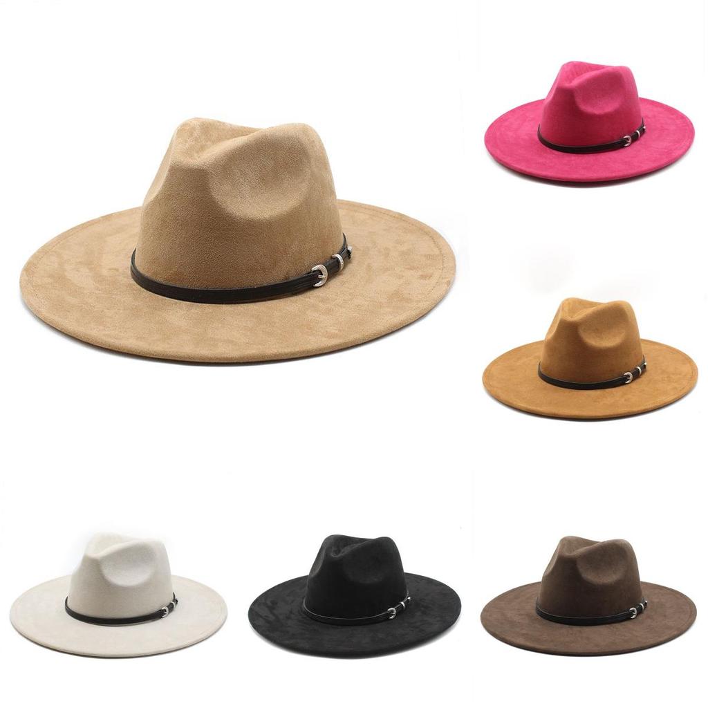 Traditional Ethnic Style Fedora Hat With Suede Fabric And Wide Brim For Winter Wear