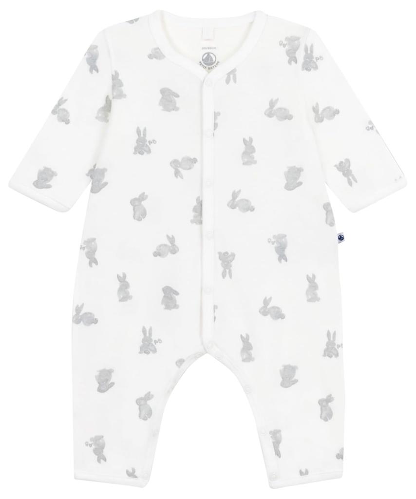 Footless Romper A0CXV 3 Months 60cm [Petit Bateau] Off-white/Gray