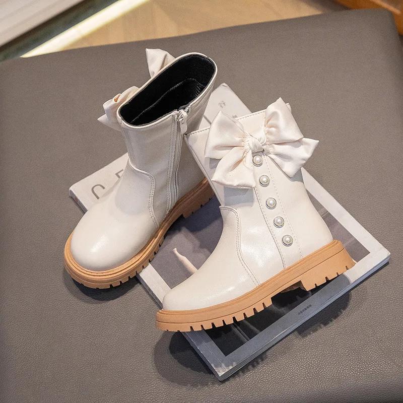 

Детская обувь для девочки Маленькие кожаные ботинки 2025 Детские ботинки Модные с круглым носком Универсальные короткие ботинки Модные ботинки Zapatos Para Niños 31 insole 19cm