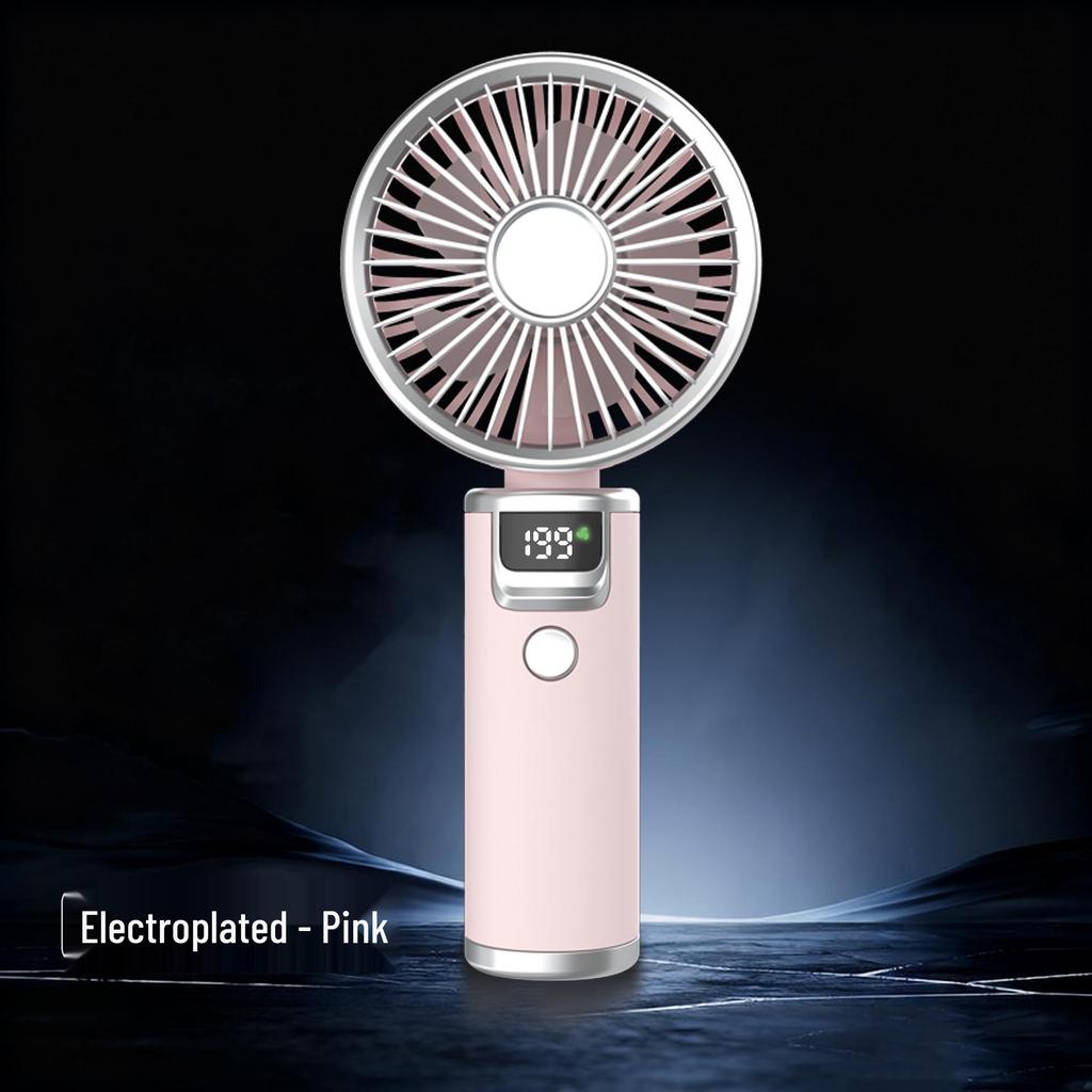High-Speed Handheld USB Rechargeable Mini Fan with Digital Display