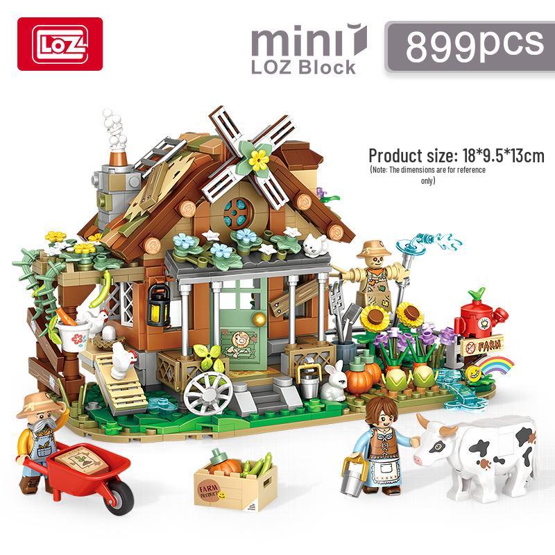 

Compact Street View Mini Rake & Flower Shop Coconut Shell Building Blocks - DIY Gift Set