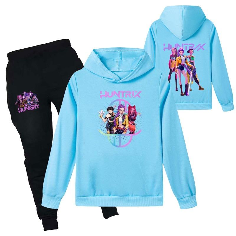 Zimná ležérna skupina lovcov čarodejníc Vzory potlačené vpredu a vzadu Detská súprava Pohodlná súprava mikiny s kapucňou