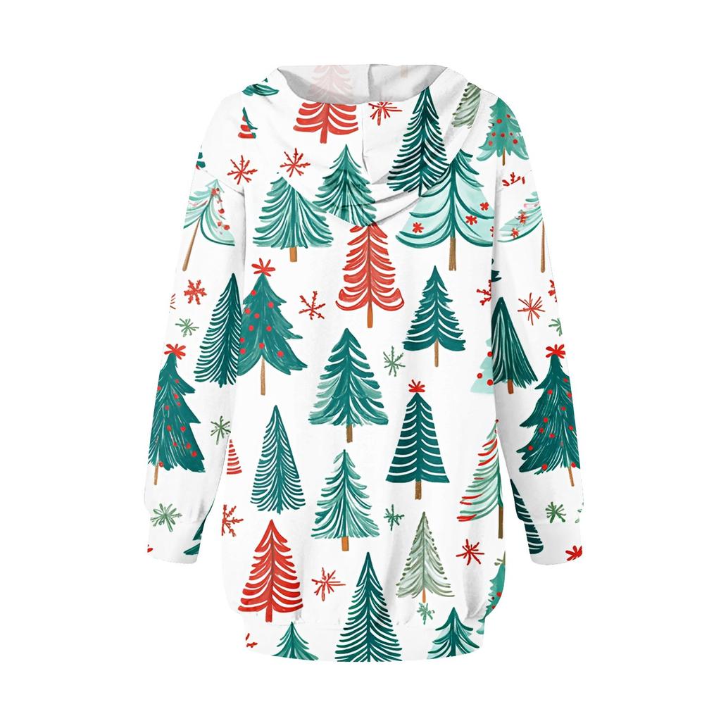 Damemote Løs Uformell lomme Langermet hettegenser trykt sweatshirt topp