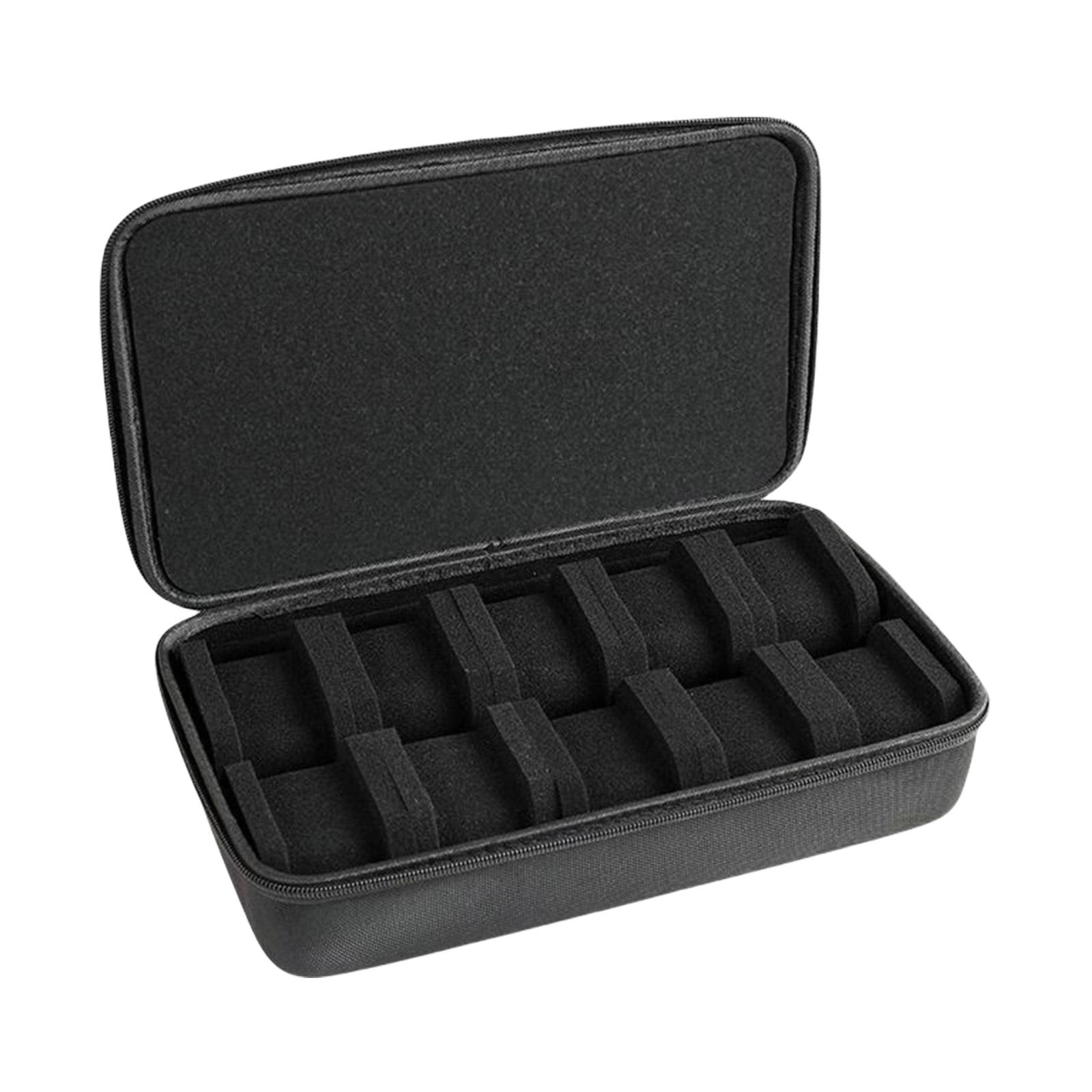 

Портативный мужской футляр для хранения часов с 10 отделениями, прочный органайзер для часов из ткани Оксфорд с молниями и мягкой подкладкой
