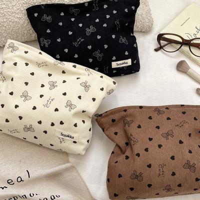 Borsa da Trucco in Velluto a Coste di Grande Capacità, Organizer Cosmetico Portatile per Donna, Nuova Necessaire da Viaggio, Borsa Porta Rossetti