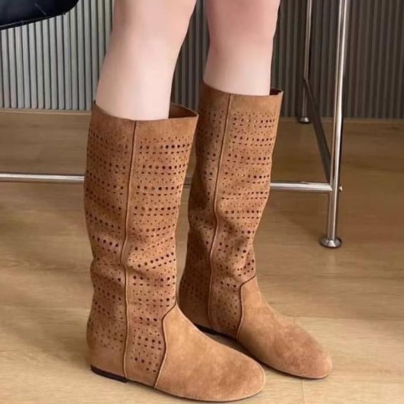 Ballerinas Damen High Boots Designer Hollow Kniehohe Schuhe Wintermode Motorradstiefel Neuer Trend Walking Goth Mujer Stiefel