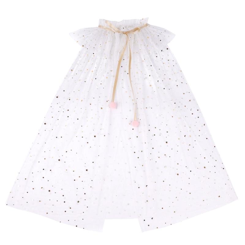 Sequins Tulle Princess Cape Princess Cloak Princess Cosplay Costume Accessory for Halloween Carnivals Birthday Party белый