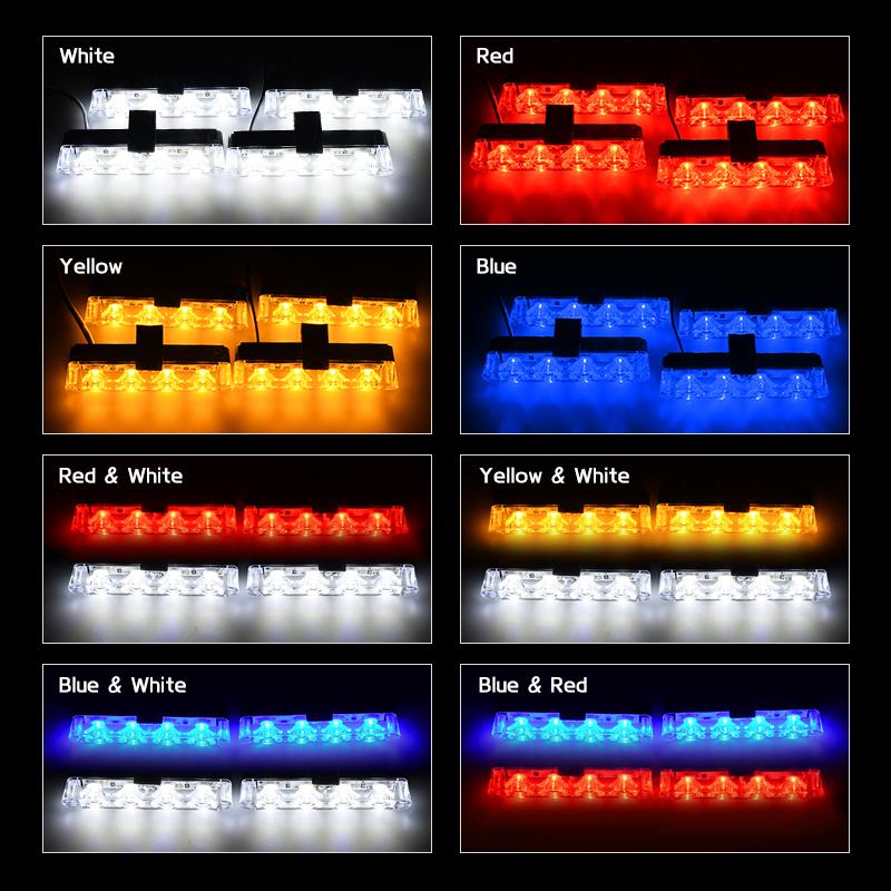 Car Led Grid Police Strobe Light With Remote Super Bright 12V Front Grille Auto Emergency Flashing Firemen Beacon Warning Lamp