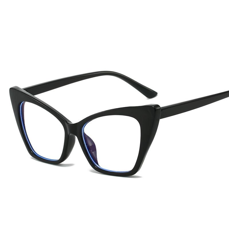 Women Cat Eye Glasses Fashion Retro Anti Blue Light Large Frame Color Computer Eyeglass Luxury Brand Design Decorative Eyewear