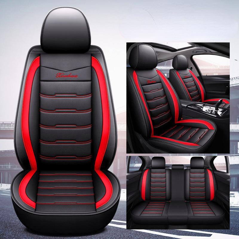 Universal Car Seat Cover Set PU Leather Vehicle Cushion Full Surrounded Protector Pad Anti-Scratch