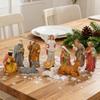 Christmas Nativity Scene Jesus Figurines Manger Christmas Decor Christian Family Nativity Miniature Figurines For Indoor Outdoor