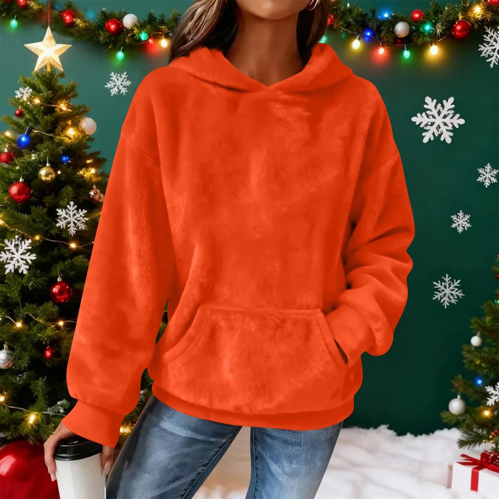 Women's Hooded Long Sleeve Printed Flannel Top Hooded Sweatshirt