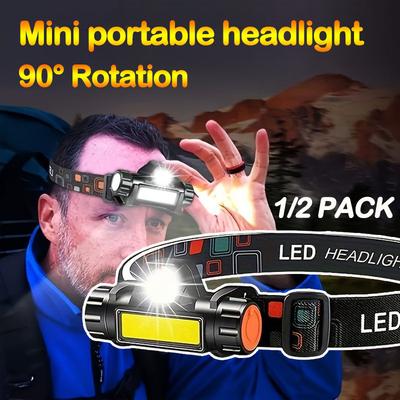 Mini Lampada Frontale Portatile Ricaricabile da Esterno con Proprietà Forti, Leggere, Regolabili e Magnetiche Adatta per Corsa, Campeggio e Pesca
