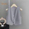 Women Waistcoat Vest Vintage Sleeveless Dressy Suit Casual Button Up V-Neck Tuxedo Vest for Daily Wear Office Dating Street