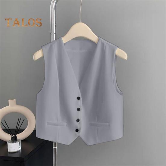 Women Waistcoat Vest Vintage Sleeveless Dressy Suit Casual Button Up V-Neck Tuxedo Vest for Daily Wear Office Dating Street