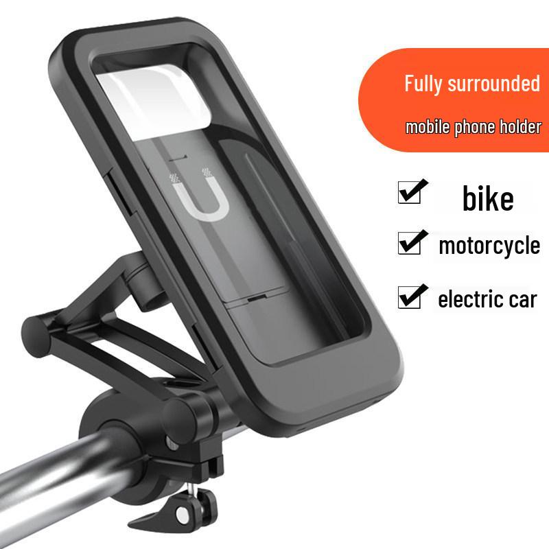 

Electric Motorcycle Phone Holder: Waterproof, Fully Enclosed Touchscreen, Rain Cover - Ideal for Food Delivery Scooters.