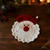 Handgefertigte Schalenuntersetzer Handgehäkelter Nikolaus-Untersetzer, Absorbierender Weihnachts-Getränkeuntersetzer, Hitzebeständig, Einzigartiges Geschenk für Freunde, Rutschfester Tischset