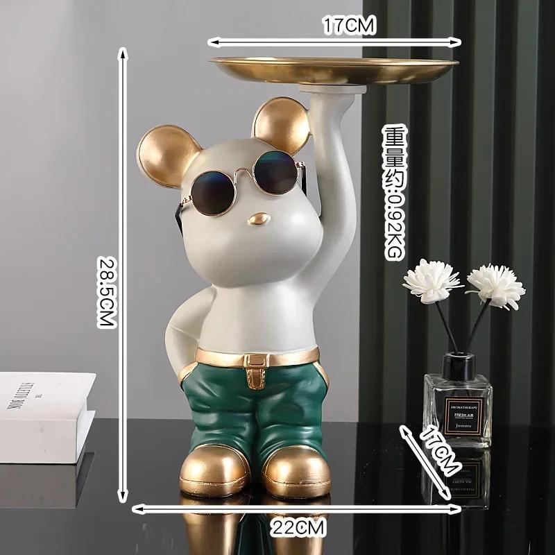 Bear Tray Bear Sculpture Piggy Bank Violent Bear Statue Resin Ornament Desktop Accessories Kids Gift Living Room Home Decor