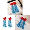 Vintage Floral Long Tassel Earrings For Women With Alloy Material And Handcrafted Design