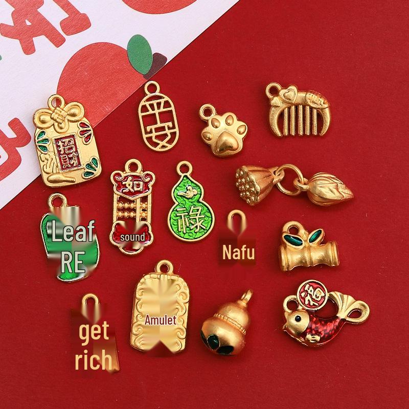 Chinese Style Wealth & Treasures Pendant: Alloy Enamel DIY for Bracelets & Necklaces - New Year Gift