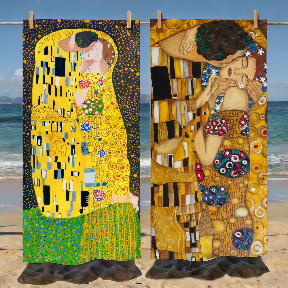 Art Gustav Klimt The Kiss Towel Soft Pool Gift For Travel Gym Shower Camping Quick Dry Sports Beach Towels