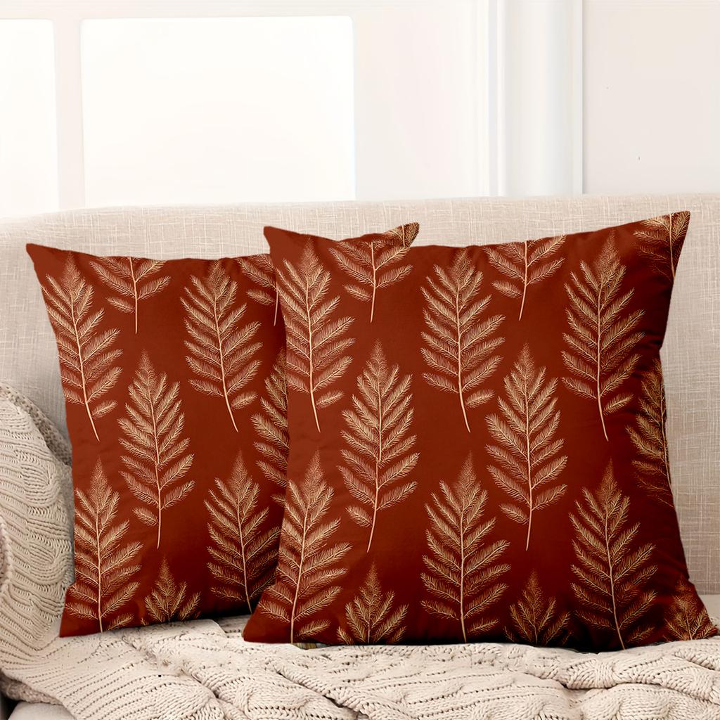 1 pieces -2D flat printing Red Pillows With Golden Leaf Pattern For Home Polyester pillowcase, sofa decorative cushion cov