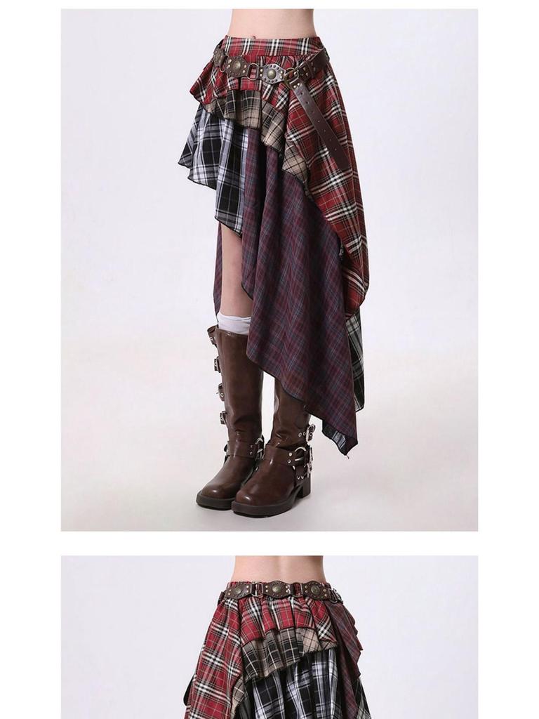 Retro Y2K Plaid Pleated Mini Skirt - High Waist, Sporty Style, Spring/Summer Fashion for Women