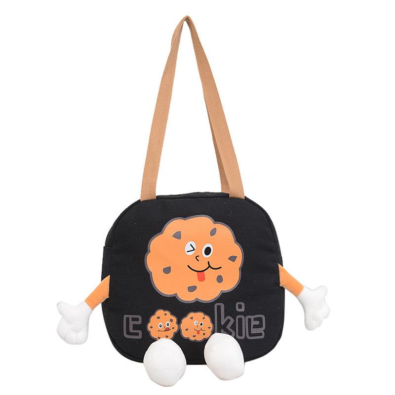 Women's Cartoon Canvas Shoulder Bag Street Trend Funny Tote Bag Animation Cartoon Women's Bag Printed Messenger Bag