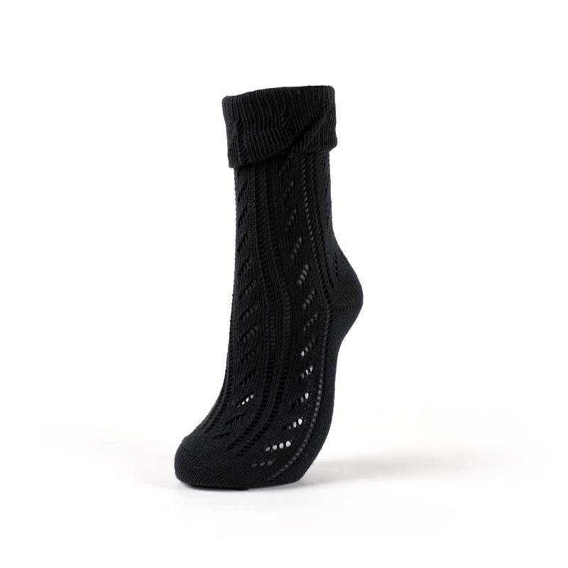 MEIKAN Women's Black & White Mesh Cotton Mid-Tube Spring/Summer Socks