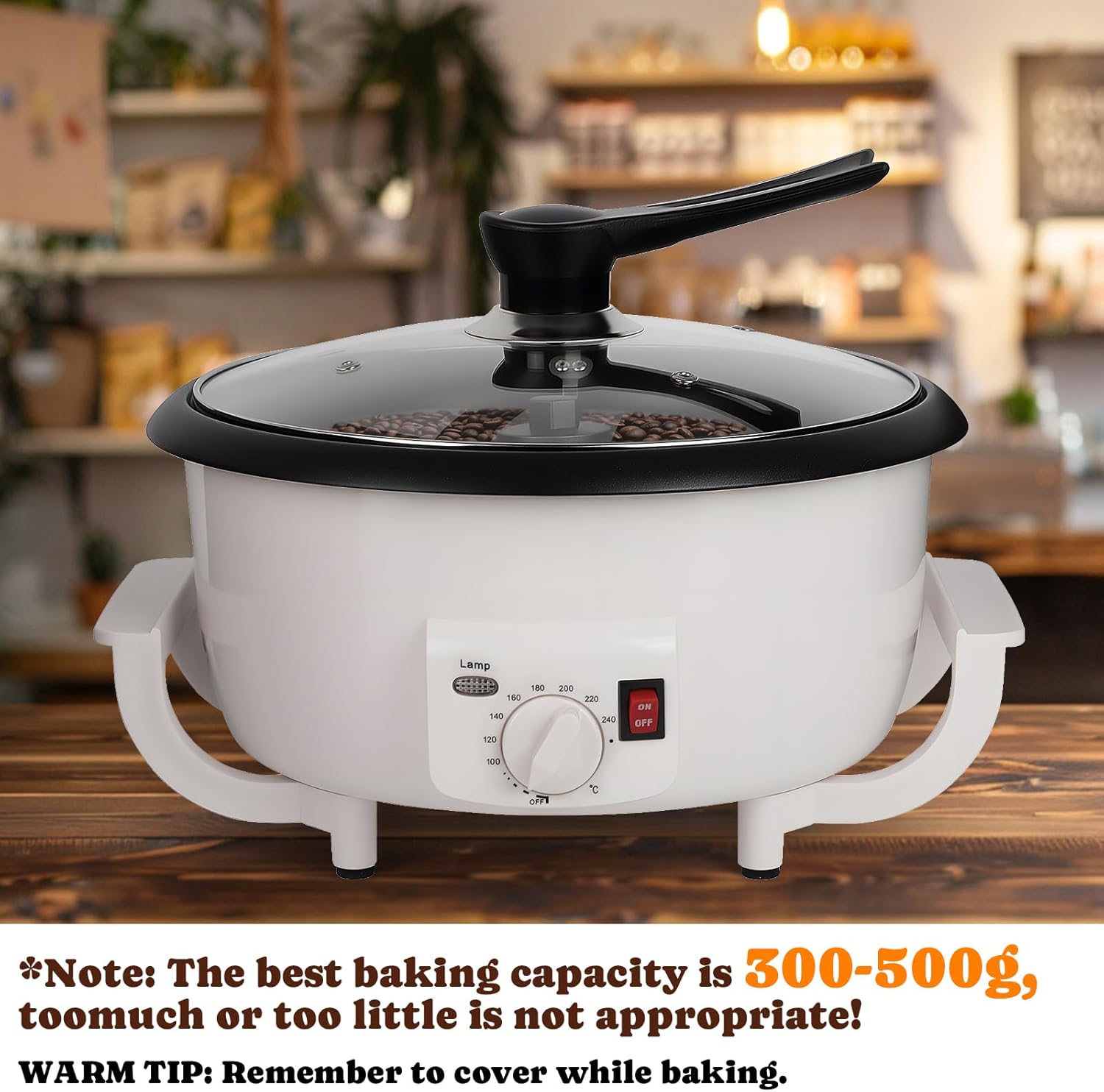 DIYAREA 800 г Электрическая кофе-ростер 110 В 1200 Вт с таймером 0-240℃ Антипригарная для дома и кафе United States