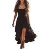 Elegantes trägerloses Damenkleid mit geraffter Taille, Bodycon Midi-Kleid, gerüschter Saum, Knopfleiste vorne, ärmellos, Sommerkleid