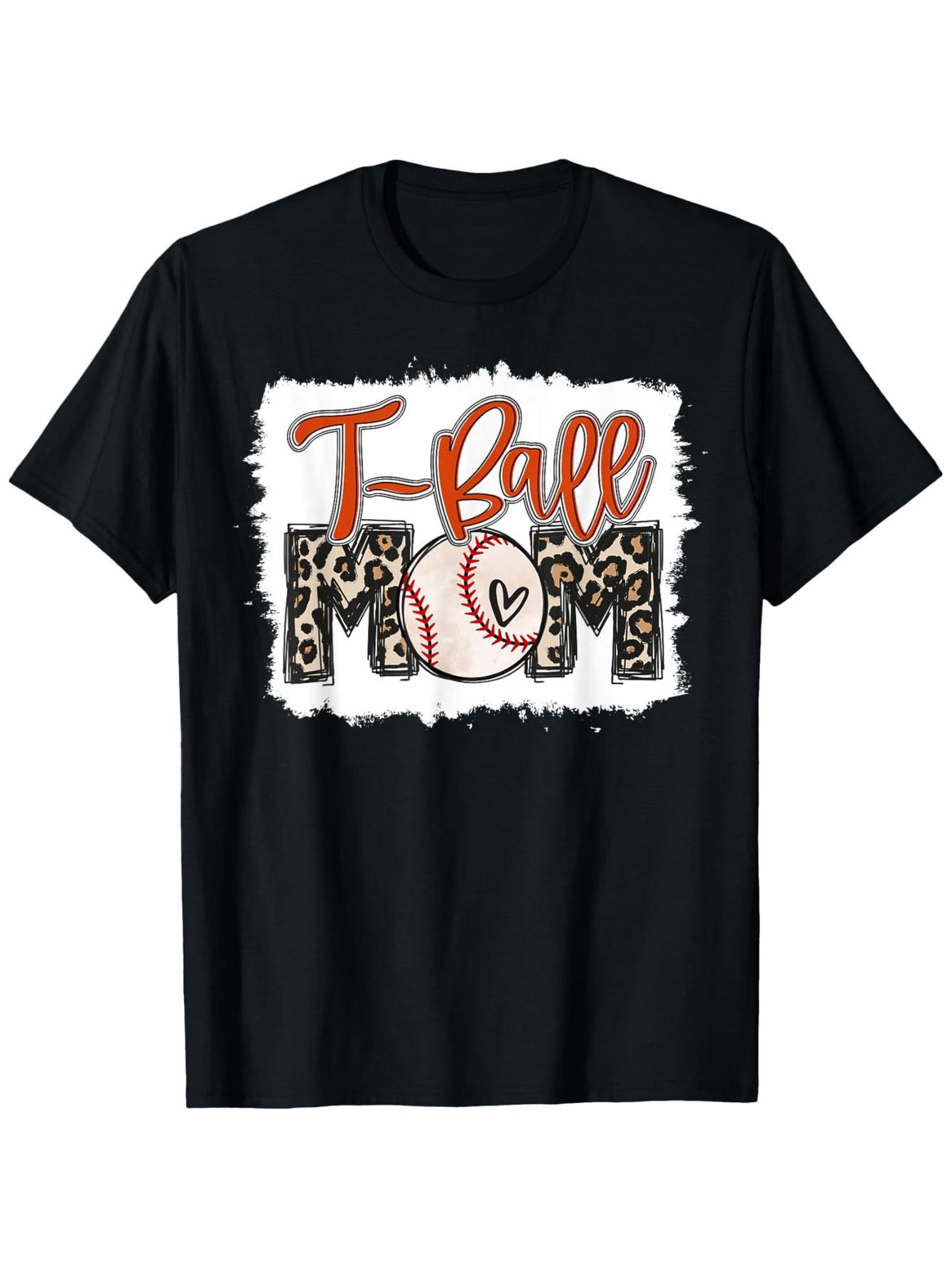 

T-Ball Mom Tee Ball Leopard Print Mama Squad Orange Team T-Shirt 100% Cotton Round Neck Short Sleeve T-shirt 5XL різнокольоровий