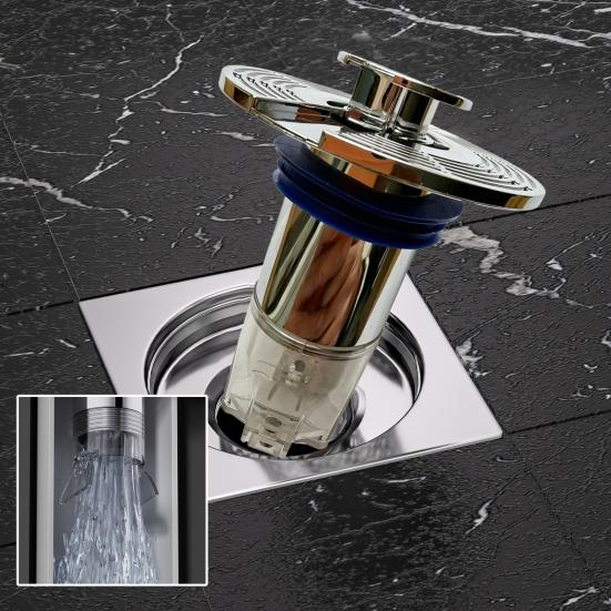 1/2Pcs Floor Drain Core Universal Size Anti-Odor Drain Pipe with Automatic Filter Basket Hair Catcher Extension Pipe Design Automatic Closing Drain