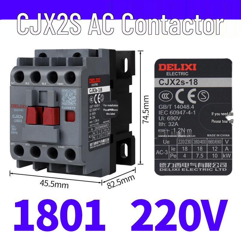 DELIXI CJX2S AC Contactor 1810 1801 1811 - Voltages: 220V, 380V, 110V, 36V, 24V.