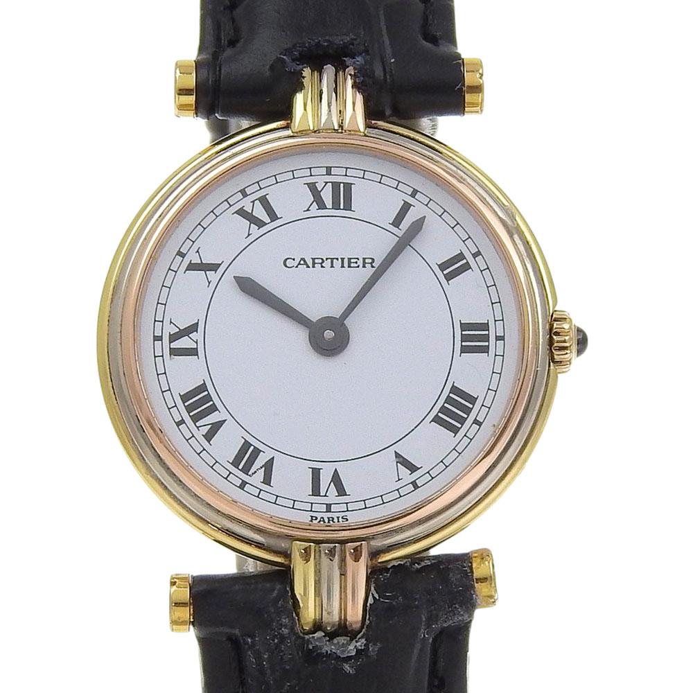 

CARTIER Must Vendome Watches WhiteDial K18 Gold/Embossed Leather Quartz Analog display Women Used