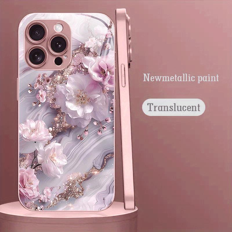 Pink Dreamland Sakura Protective Case Phone Case Metallic Paint Glass PhoneCase for iPhone 17 16 15 14 13 12 11pm Pro Plus