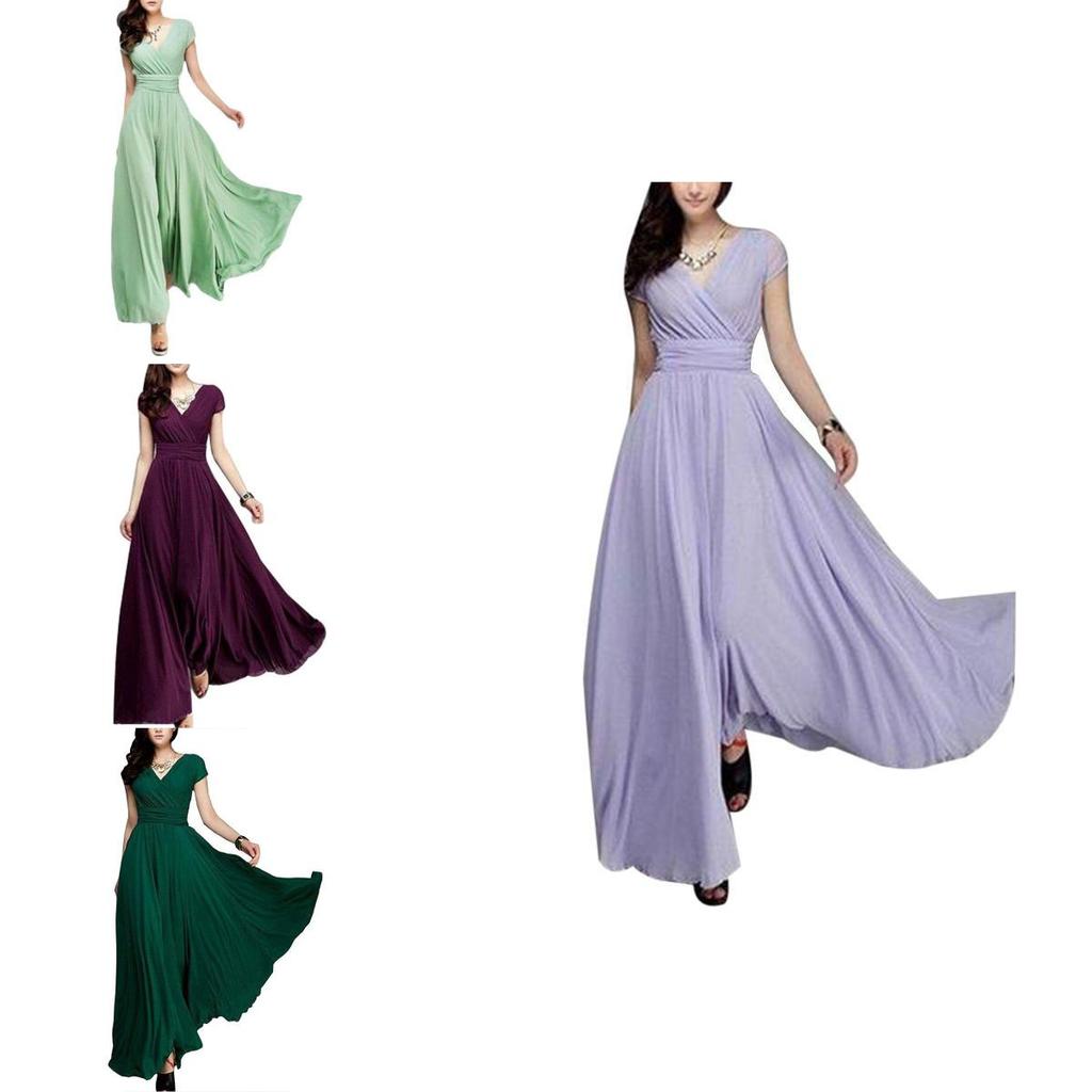 Elegant Women Long Formal Evening Prom Party Bridesmaid Chiffon Ball Gown Cocktail Dress For Special Occasions