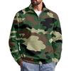 Men's Print Zip Pullover with Stand Collar, Casual Wrinkle- Top for Fall Winter Outdoor Sports