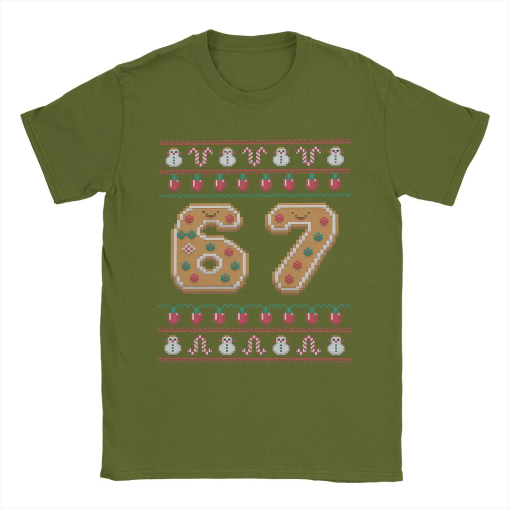 Christmas 67 Funny Xmas T-Shirts Men  Vintage 100% Cotton Tees Crew Neck Short Sleeve T Shirts Summer Tops