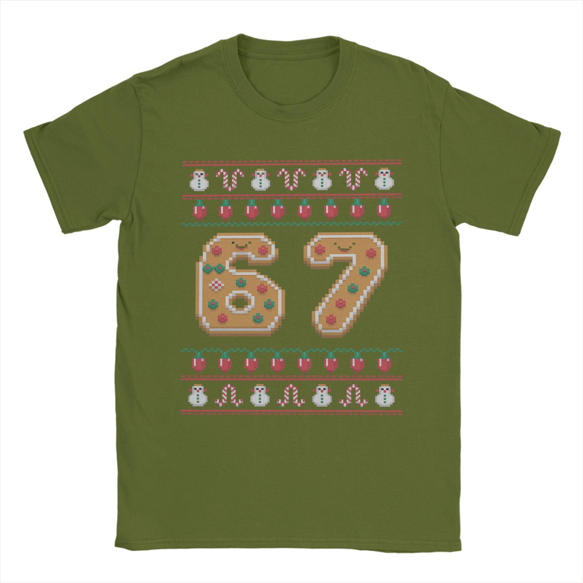 

Christmas 67 Funny Xmas T-Shirts Men Vintage 100% Cotton Tees Crew Neck Short Sleeve T Shirts Summer Tops 4XL