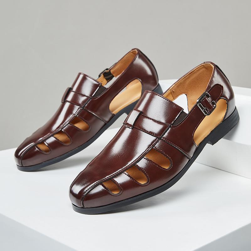 

Fashion New Summer Fashion Men Sandals European American Gentlemen Elegantly Designed Breathable Beach Sandals Size 38-46 Men Sandals 39 коричневый