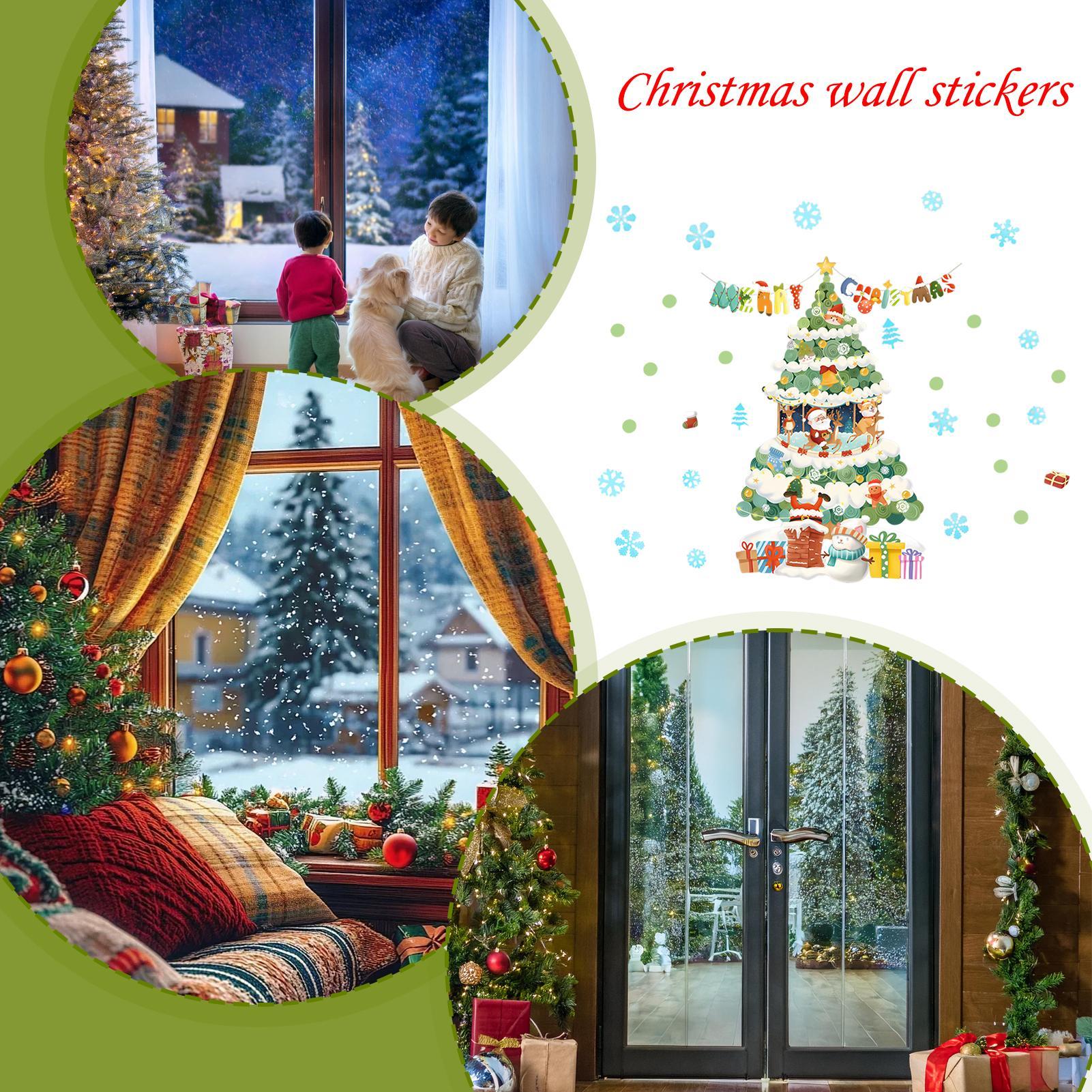 Рождественские наклейки Светящиеся в темноте Синие Светящиеся Праздничные Украшения Наклейки на окна Рождественские украшения Светящиеся в темноте Для China Mainland