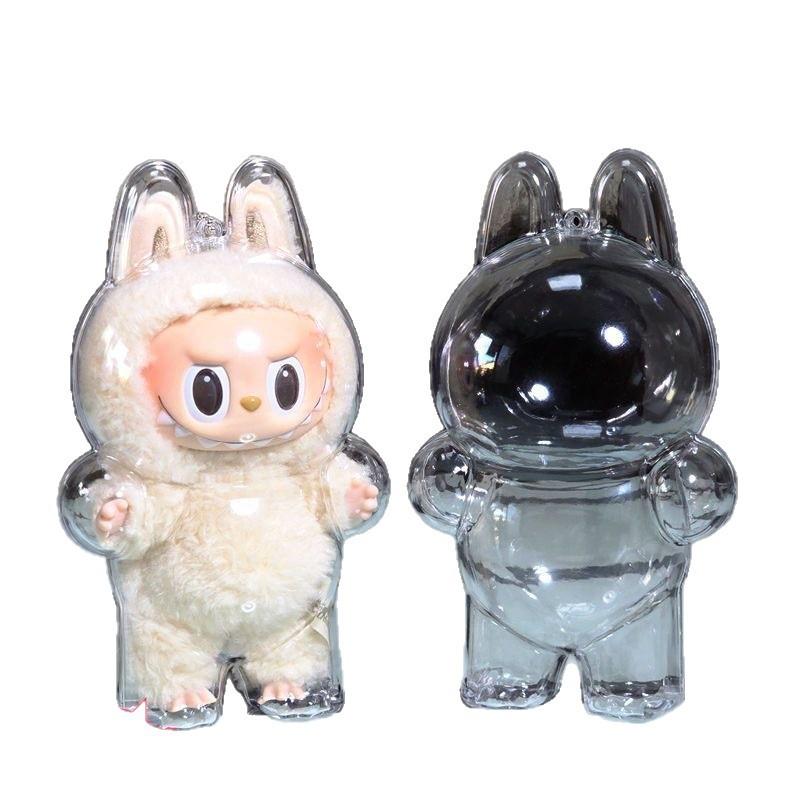 Labubu Pumpkin Protective Case Clear Acrylic Dust Cover for Generation 1 2 Doll Display Halloween Accessory Cover