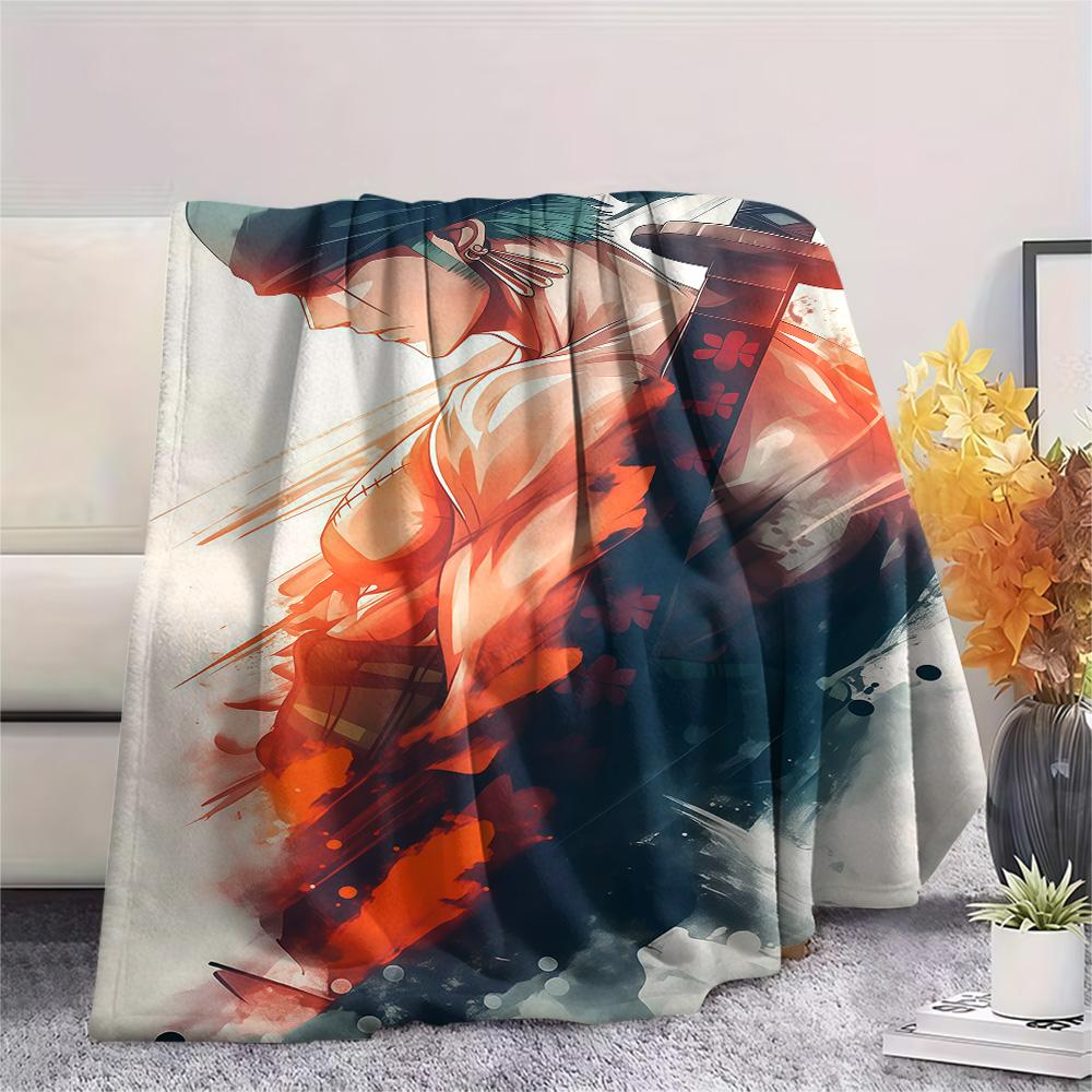 1PC Roronoa Zoro Patterned Flannel Blanket Suitable For All Seasons For Home Decor Warmth And Comfort Gifts Holiday Present