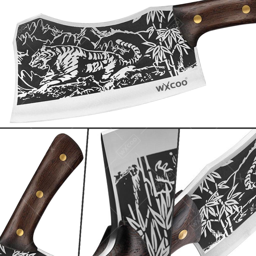 WXCOO Handmade Butcher Knife Multifunctional Kitchen Knife for Cutting Fruit Vegetable Bone Chopping Chef Knife Stainless Steel