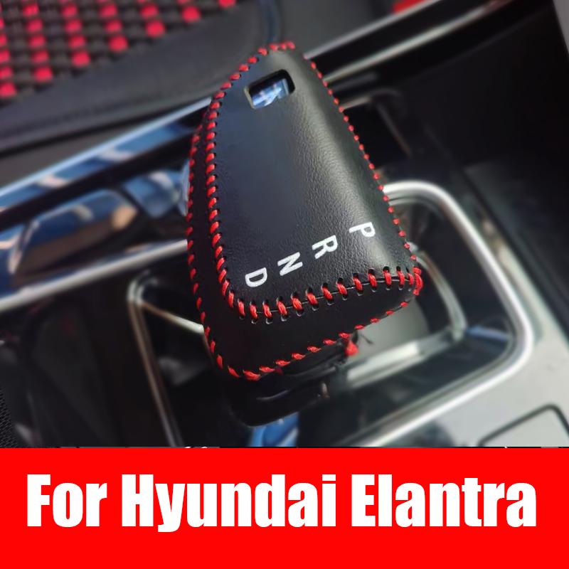 Speed Leather Gear Collars Car Shift Knob Armrest Cover Case For Hyundai Elantra CN7