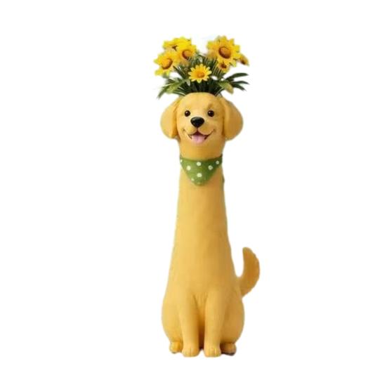 Handcrafted Quirky Dog Vase Whimsical Slim Puppy Sculpture Dog Flower Vase Decorative Vase for Desk Shelf